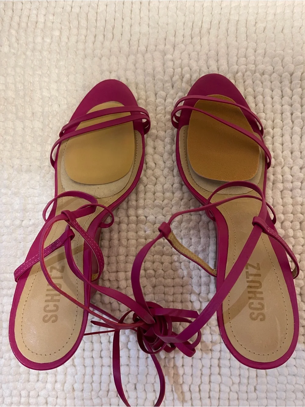 SCHUTZ Hot Pink Strappy Lace-Up Heels
